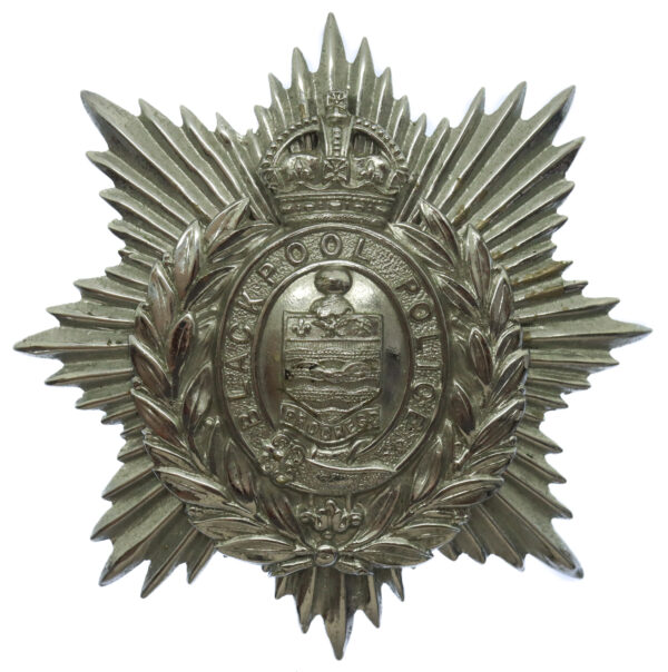 Blackpool Police Chrome Helmet Plate - King's Crown