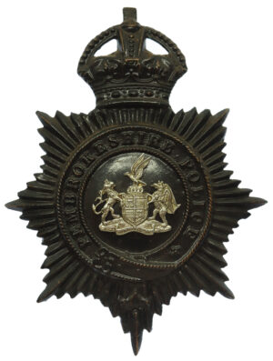 Pembrokeshire Police Black Helmet Plate - King's Crown