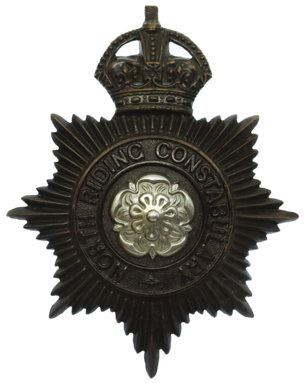 North Riding Constabulary Night Helmet Plate - King's Crown
