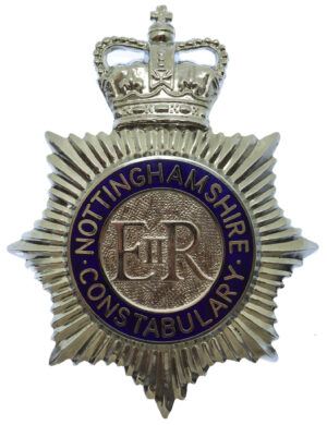 Nottinghamshire Constabulary Enamelled Helmet Plate - Queen's Crown