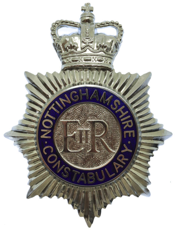 Nottinghamshire Constabulary Enamelled Helmet Plate - Queen's Crown