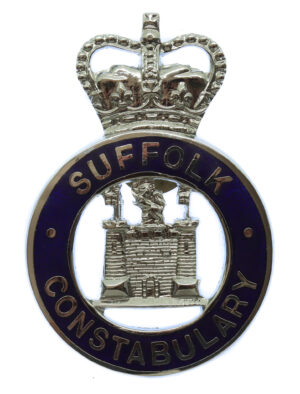 Suffolk Constabulary Enamelled Cap Badge - Queen's Crown