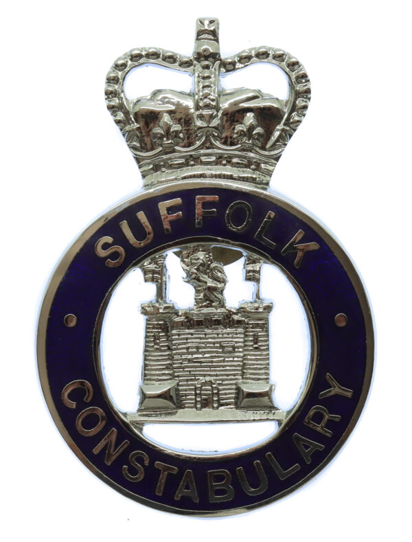 Suffolk Constabulary Enamelled Cap Badge - Queen's Crown