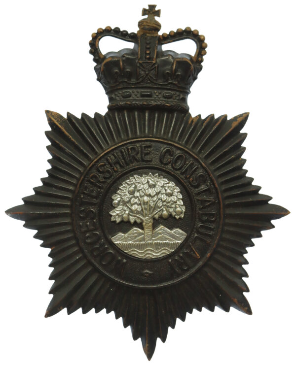 Worcestershire Constabulary Night Helmet Plate - Queen's Crown