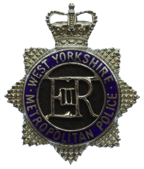 West Yorkshire Metropolitan Police Senior Officer's Enamelled Cap Badge - Queen's Crown