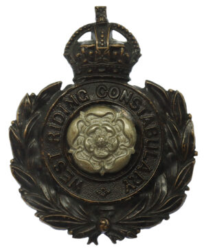 West Riding Constabulary Black Wreath Helmet Plate - King's Crown