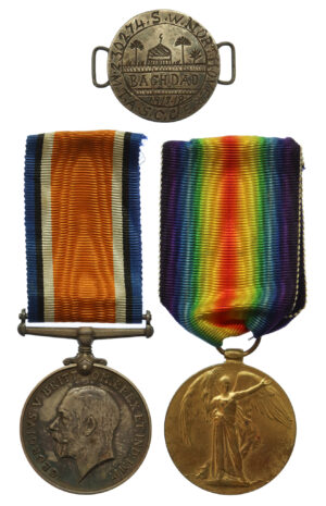WW1 British War & Victory Medal Pair with Engraved Silver Identity Tag - Pte. S.W. Northover, Army Service Corps