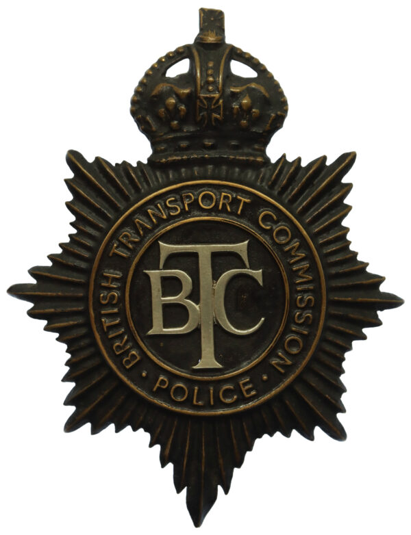 British Transport Commission (B.T.C.) Police Helmet Plate - King's Crown