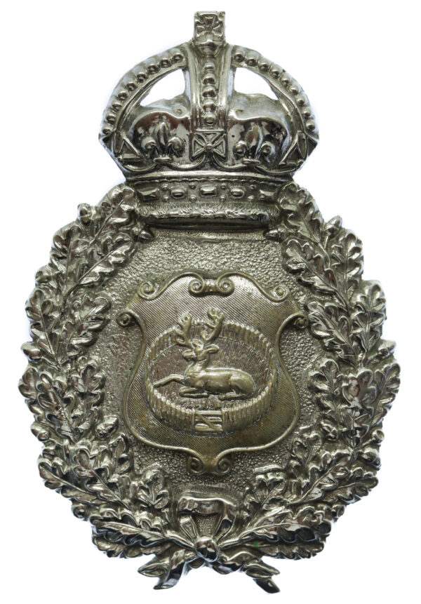 Derby Borough Police Wreath Helmet Plate - King's Crown