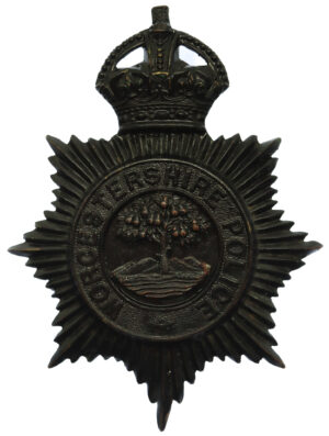 Worcestershire Constabulary (Worcestershire Police) Blackened Brass Helmet Plate - King's Crown