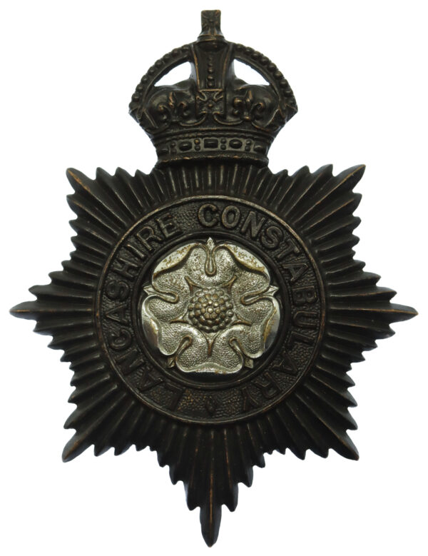 Lancashire Constabulary Night Helmet Plate - King's Crown