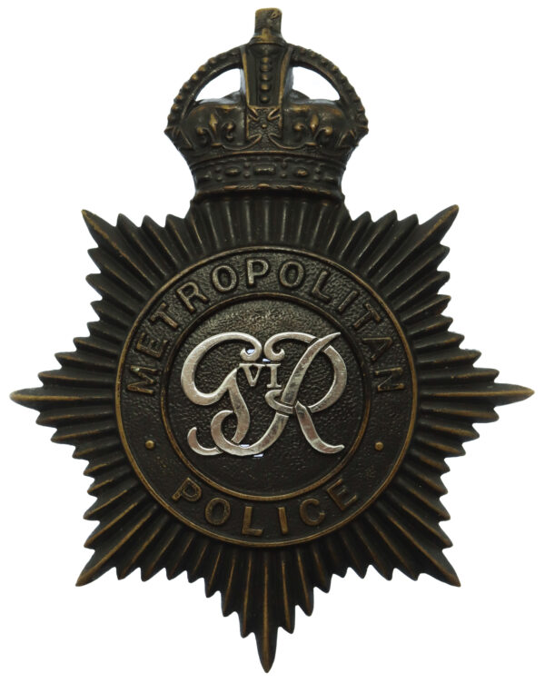 George VI Metropolitan Police Night Helmet Plate
