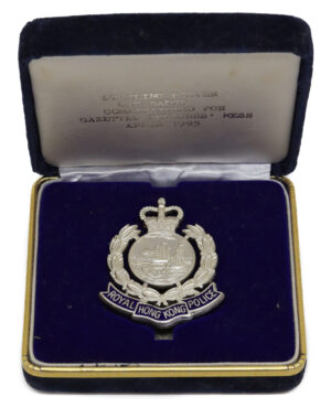 Royal Hong Kong Police Hallmarked Silver Cap Badge in Presentation Box