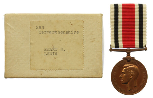 George VI Special Constabulary Long Service Medal with Box - Ewart W. Lewis, Carmarthenshire Special Constabulary