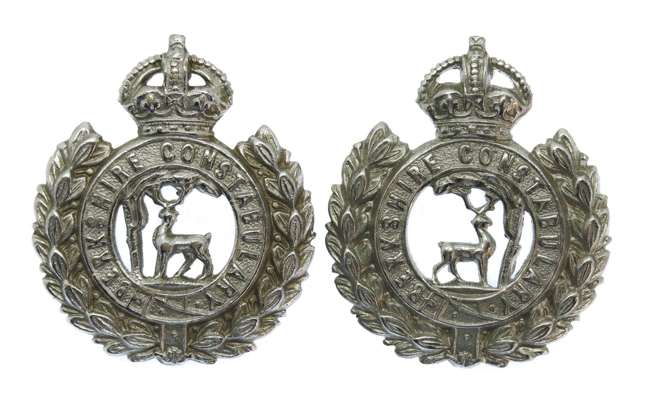 Pair of Berkshire Constabulary Collar Badges - King's Crown