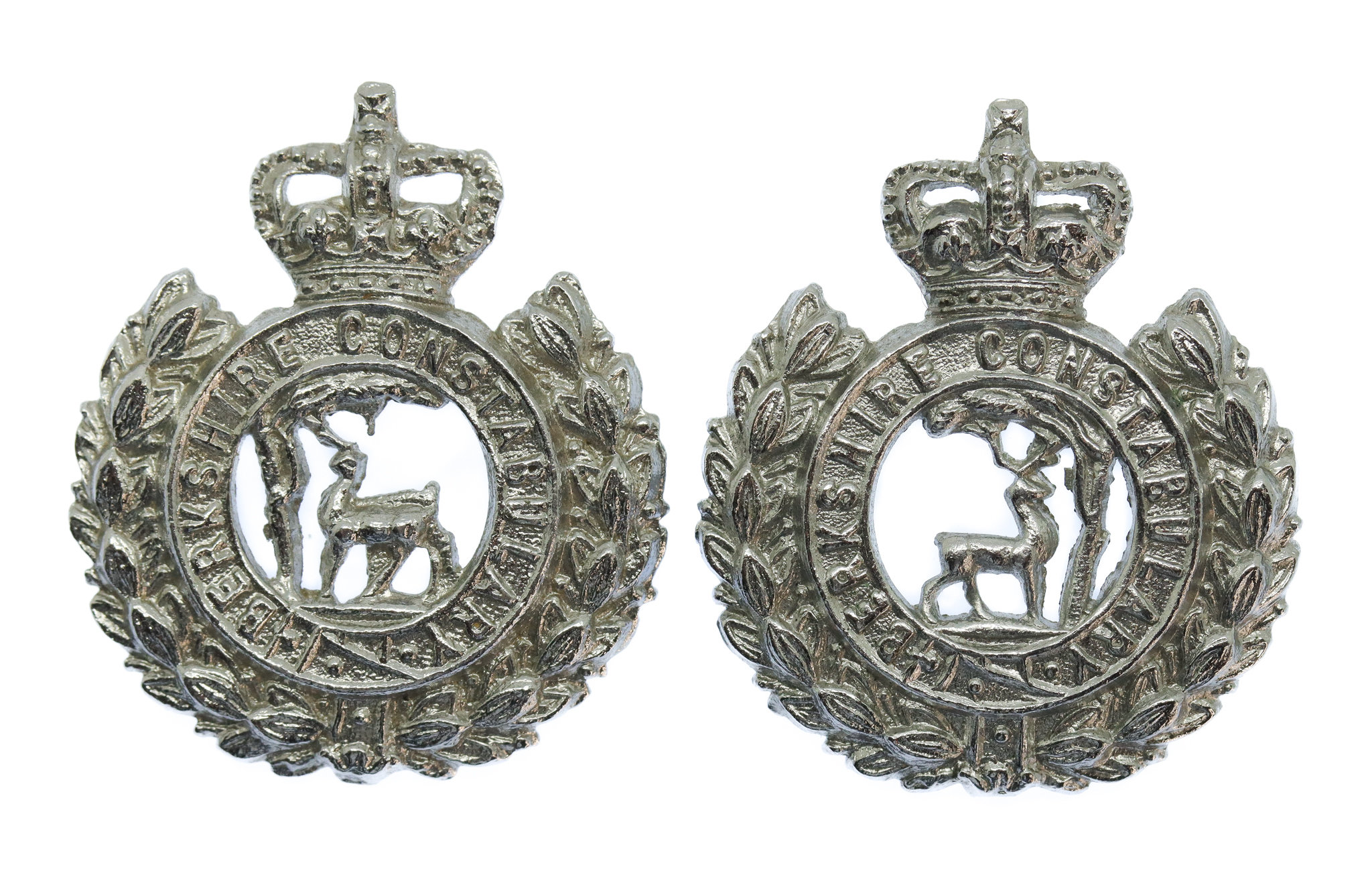 Pair of Berkshire Constabulary Collar Badges - Queen's Crown