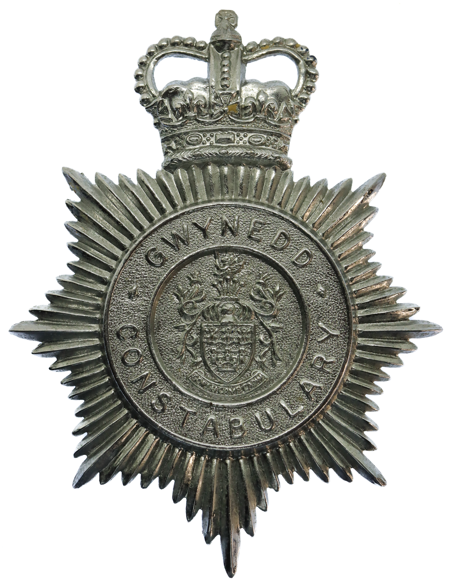 Gwynedd Constabulary Helmet Plate - Queen's Crown