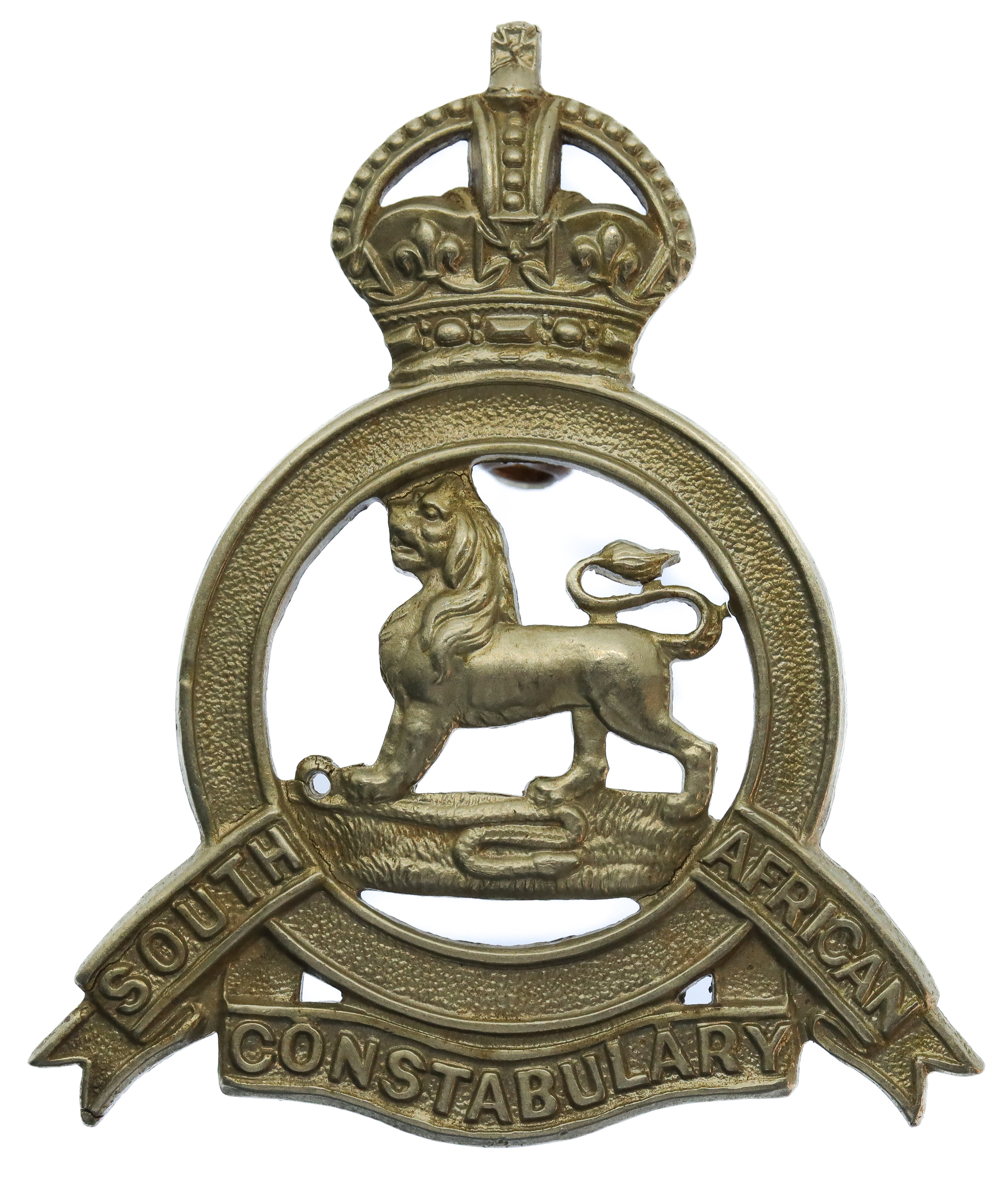 South African Constabulary Slouch Hat Badge - King's Crown (Voided Centre)