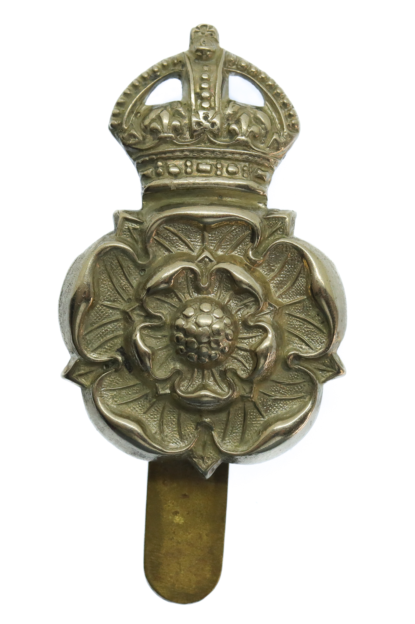 Yorkshire Dragoons White Metal Cap Badge - King's Crown