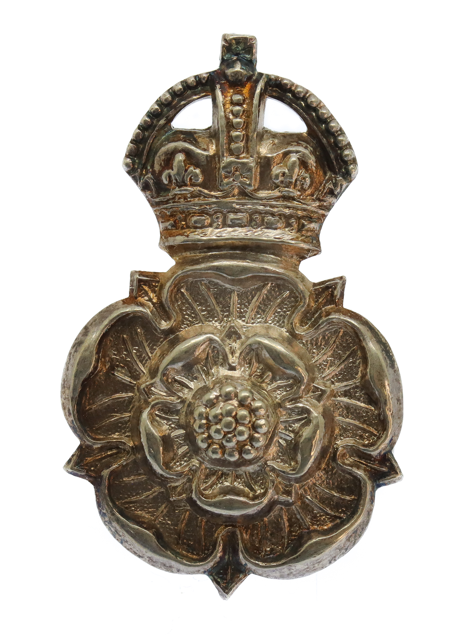Yorkshire Dragoons Officer's Silvered Cap Badge - King's Crown