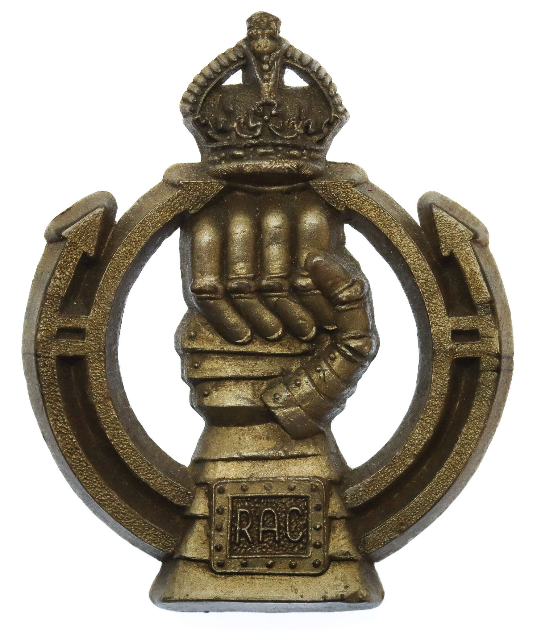 Royal Armoured Corps (R.A.C.) WW2 Plastic Economy Cap Badge 