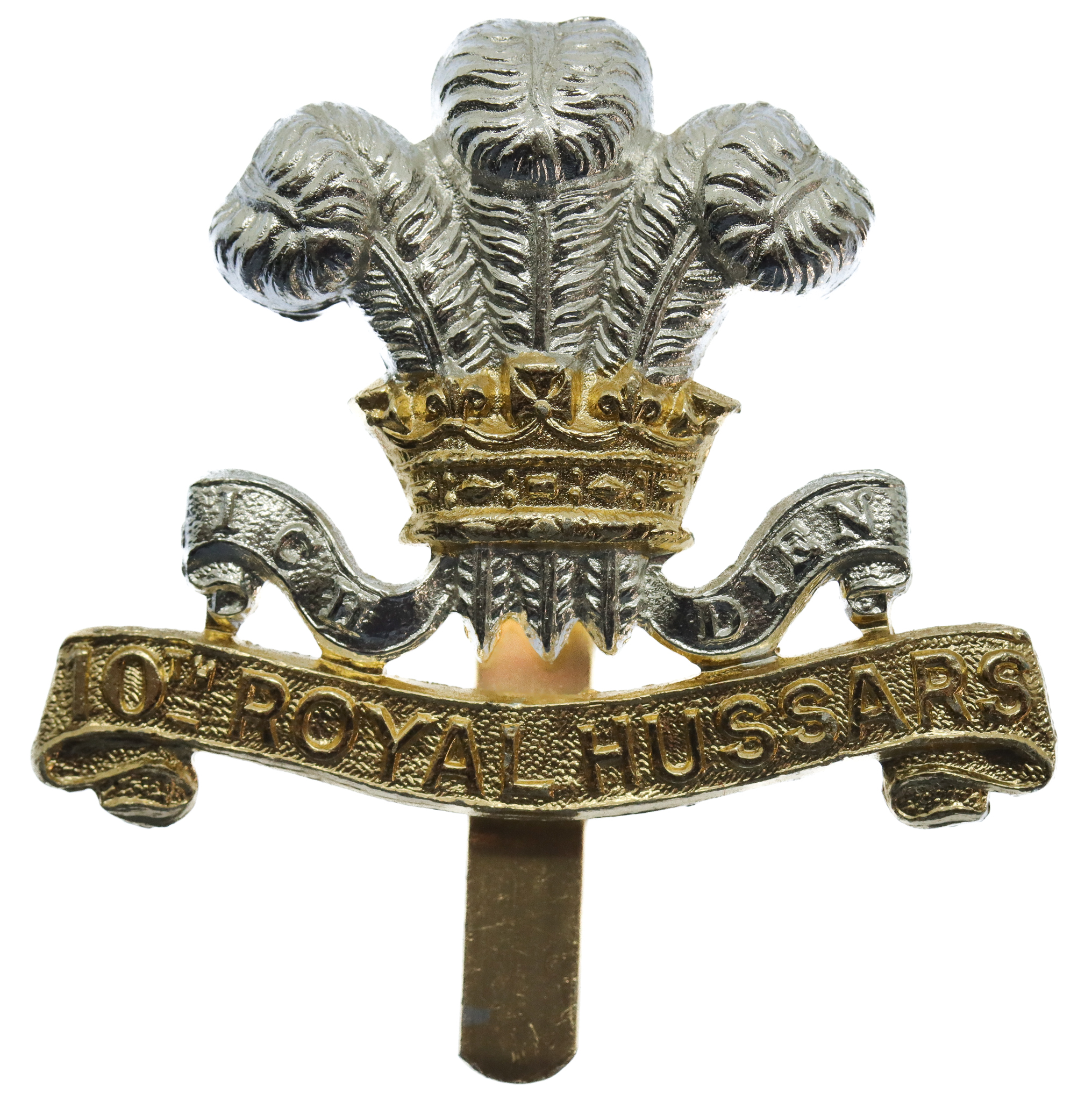 10th Royal Hussars Anodised (Staybrite) Cap Badge