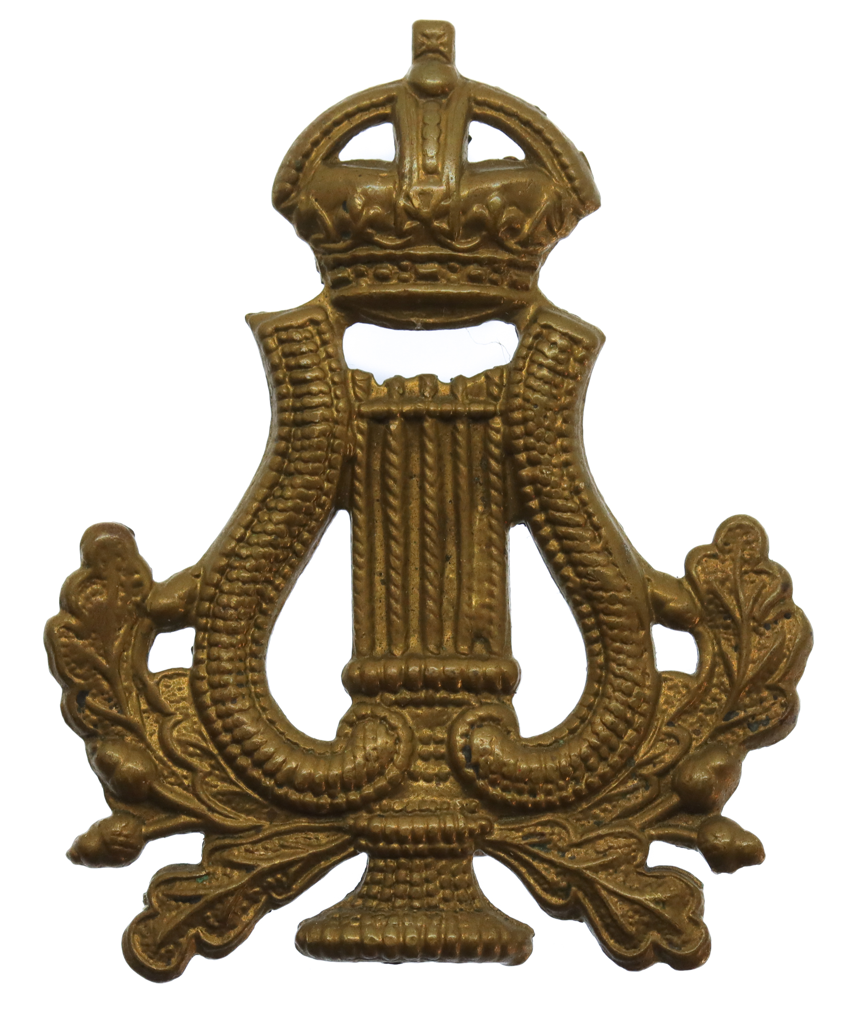 British Army Bandmaster's Musician Brass Arm Badge - King's Crown