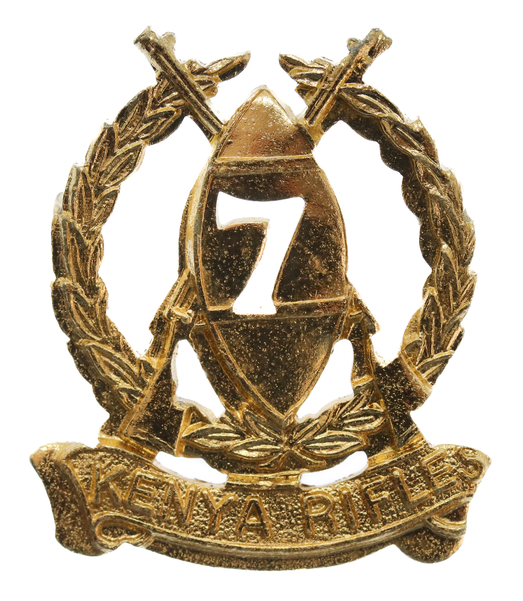 7th Kenya Rifles Anodised (Staybrite) Cap Badge