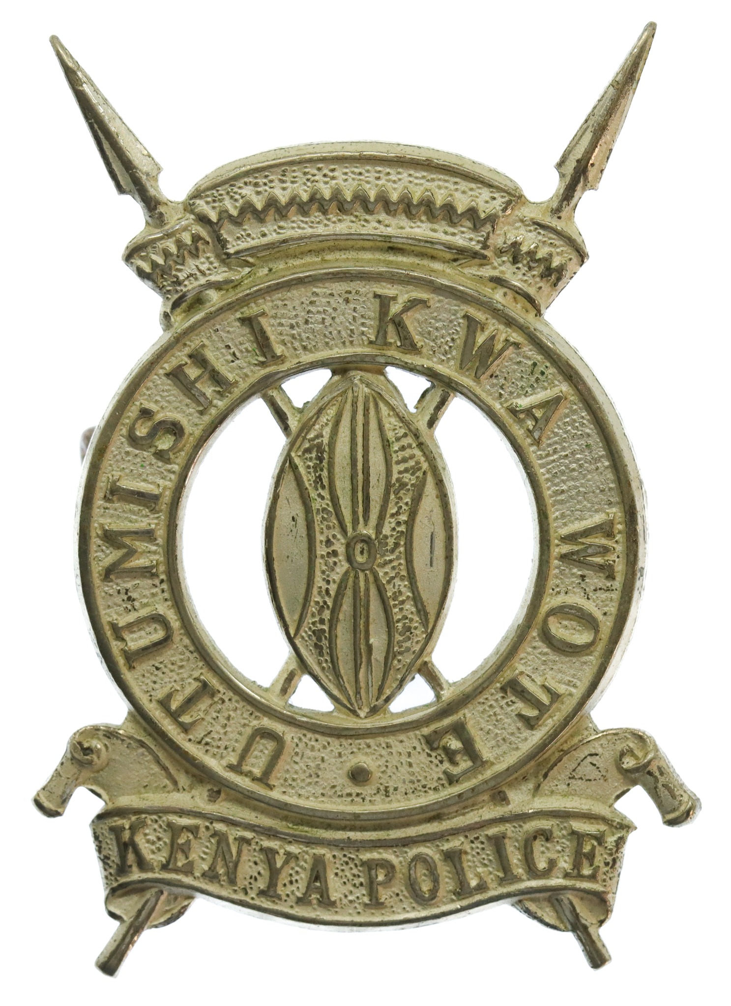 Kenya Police Officer's Silvered Cap Badge