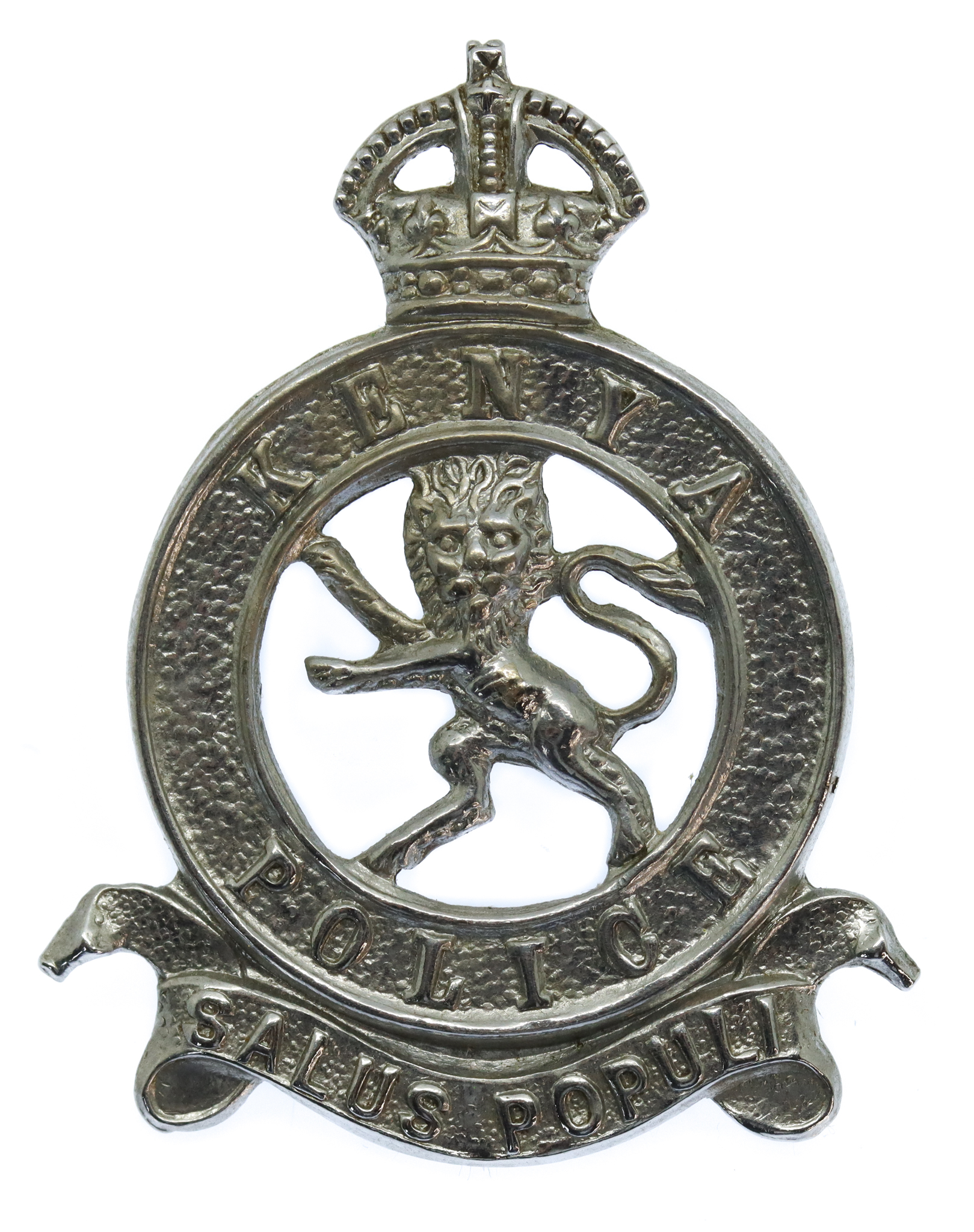 Kenya Police Chrome Cap Badge - King's Crown
