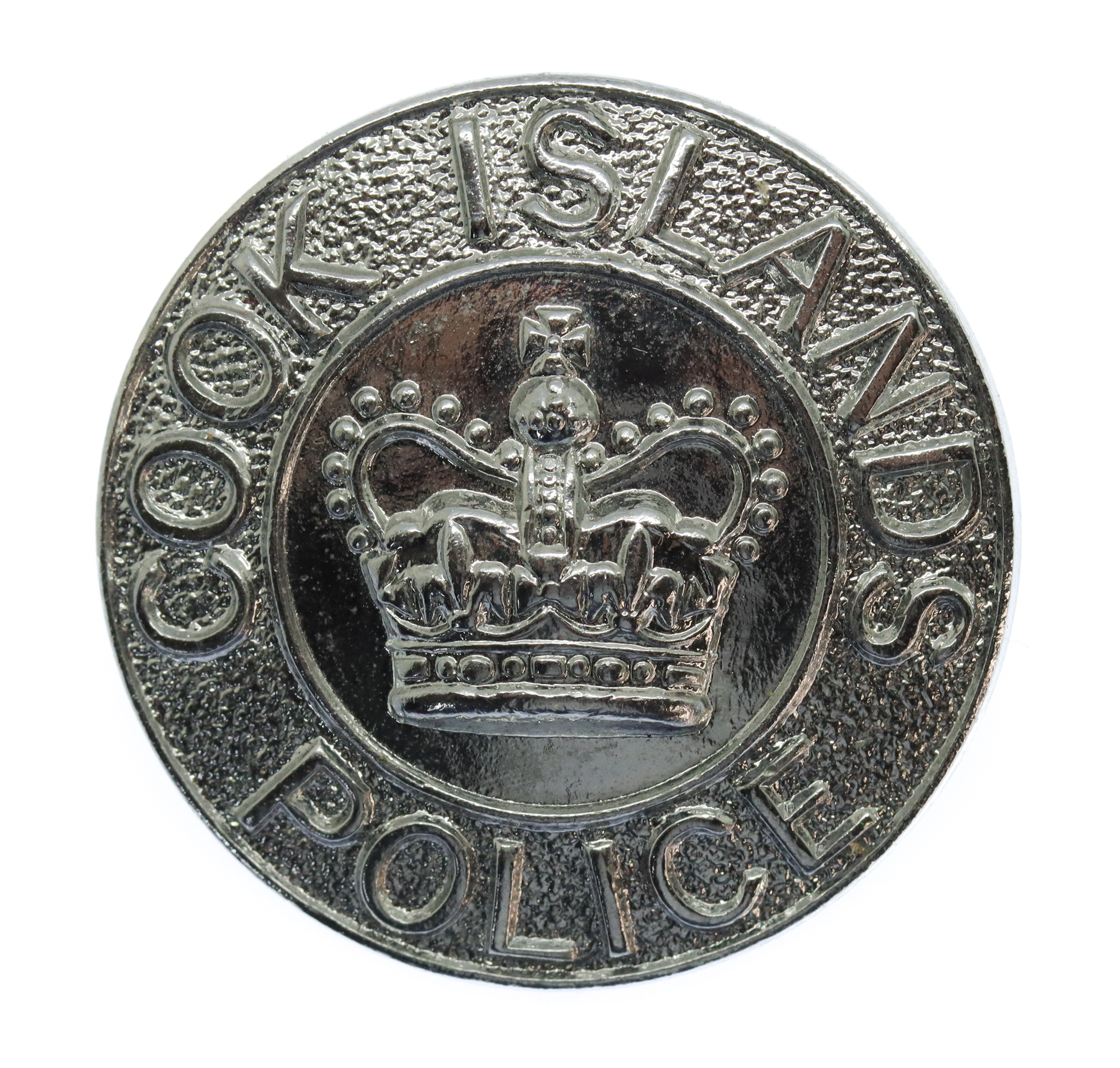 Cook Islands Police Chrome Cap Badge - Queen's Crown
