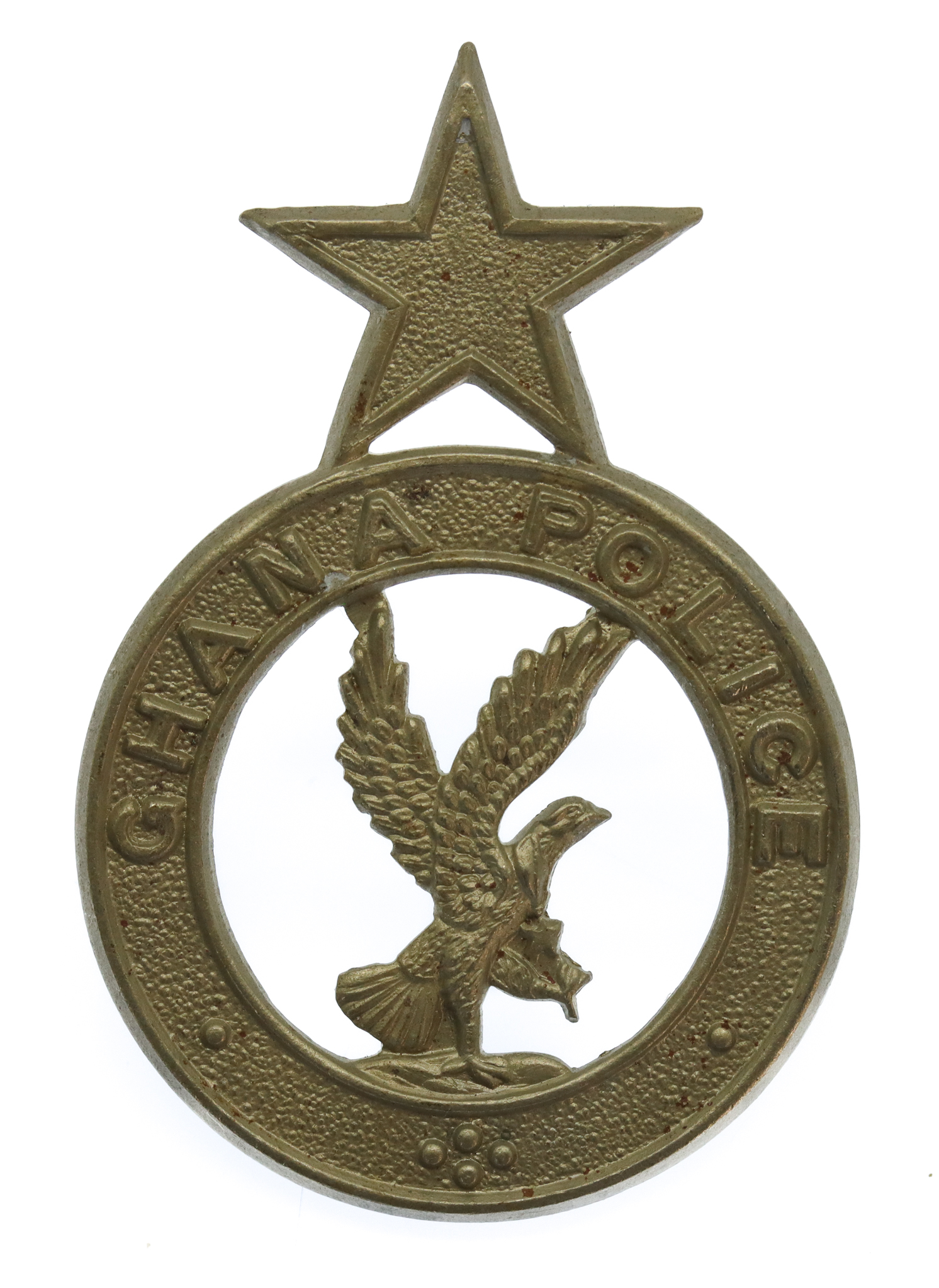 Ghana Police White Metal Cap Badge