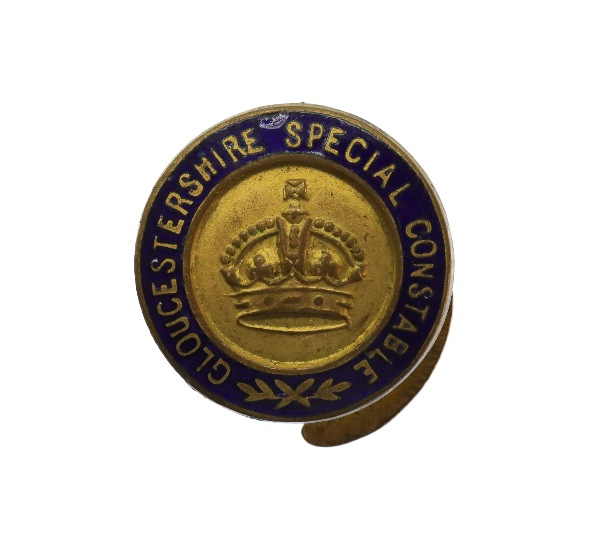 Small Gloucestershire Special Constable Enamelled Lapel Badge - King's Crown