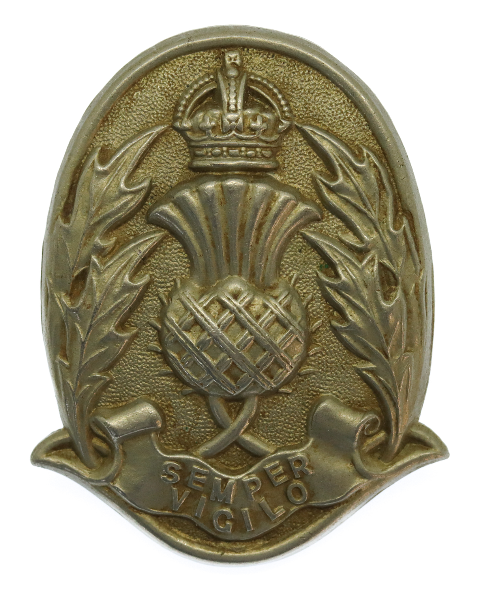 Scottish Police Forces White Metal Cap Badge - King's Crown