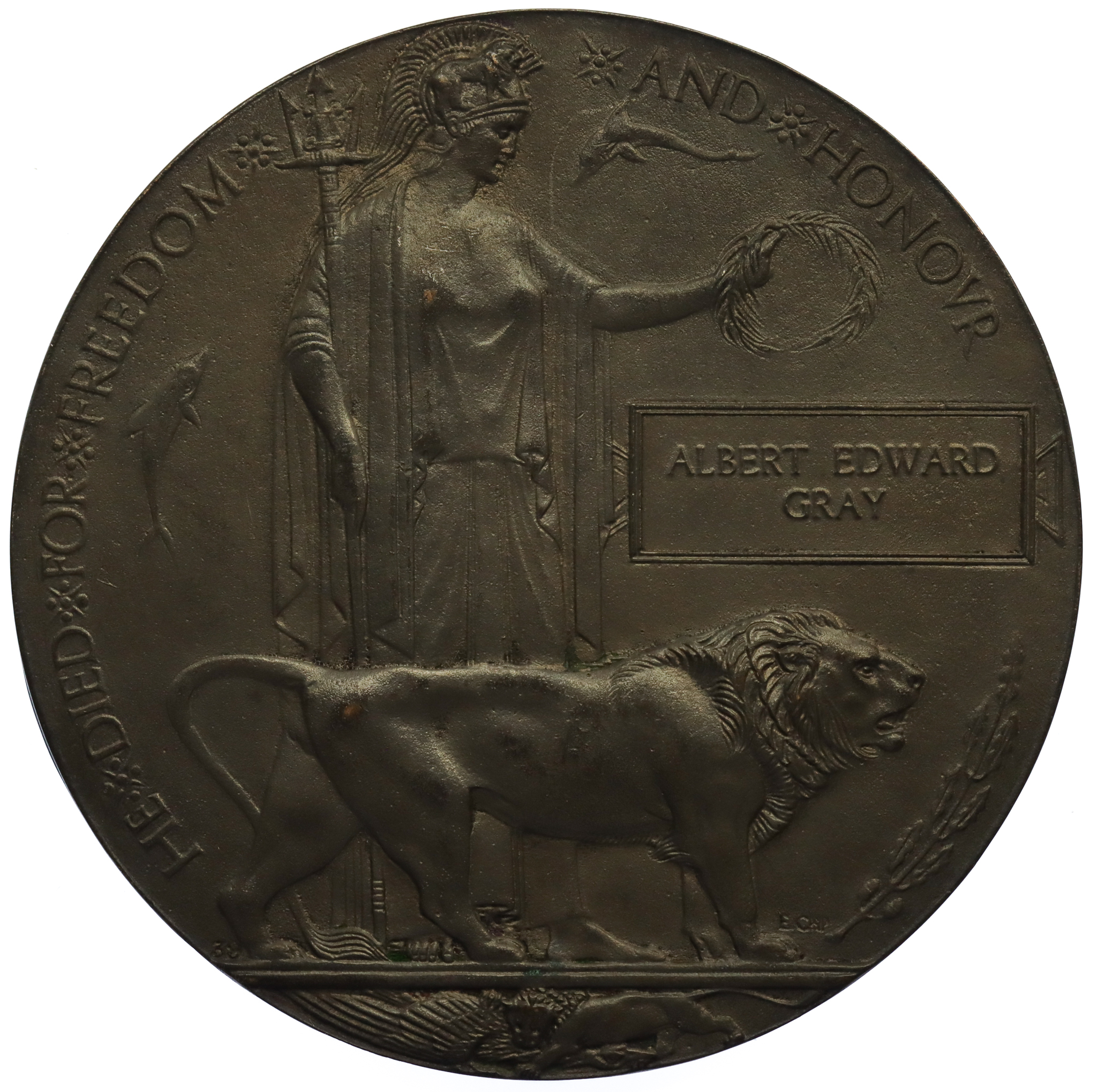 WW1 Memorial Plaque (Death Penny) - Albert Edward Gray