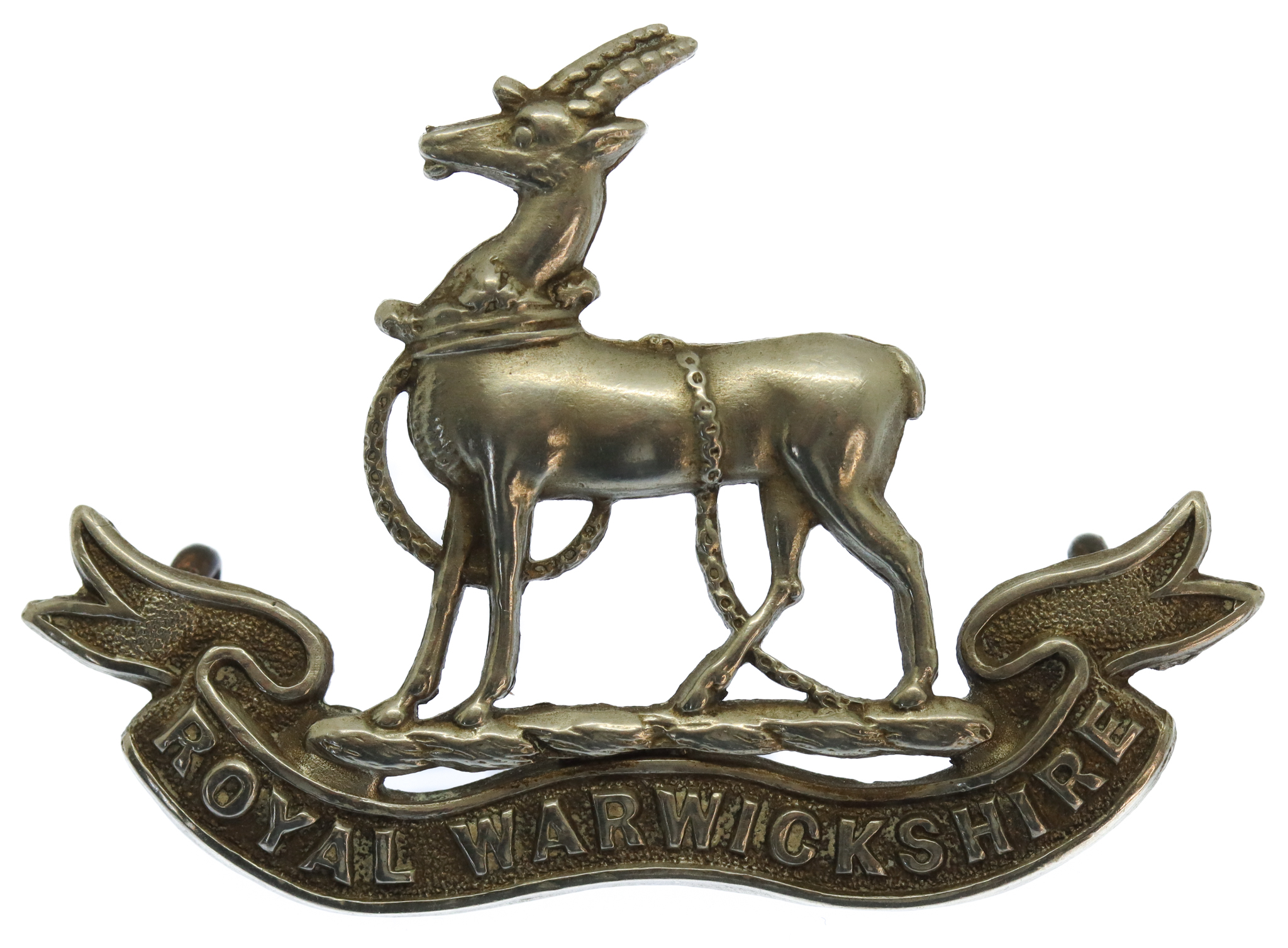 Royal Warwickshire Regiment Volunteer Battalions White Metal Cap Badge