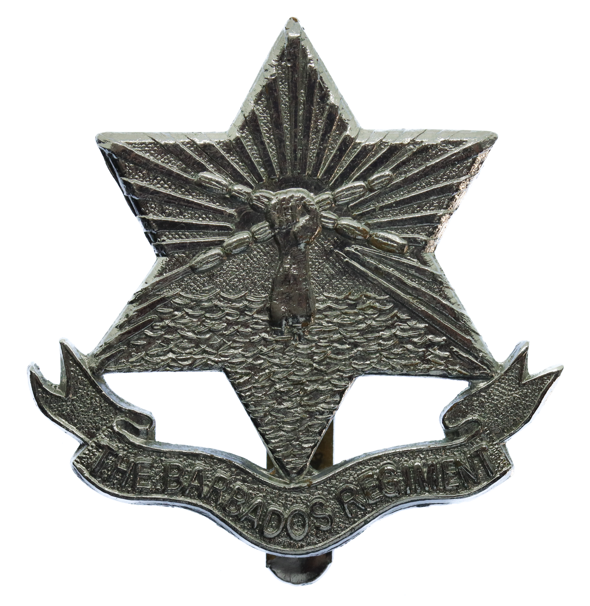 Barbados Regiment Chrome Cap Badge