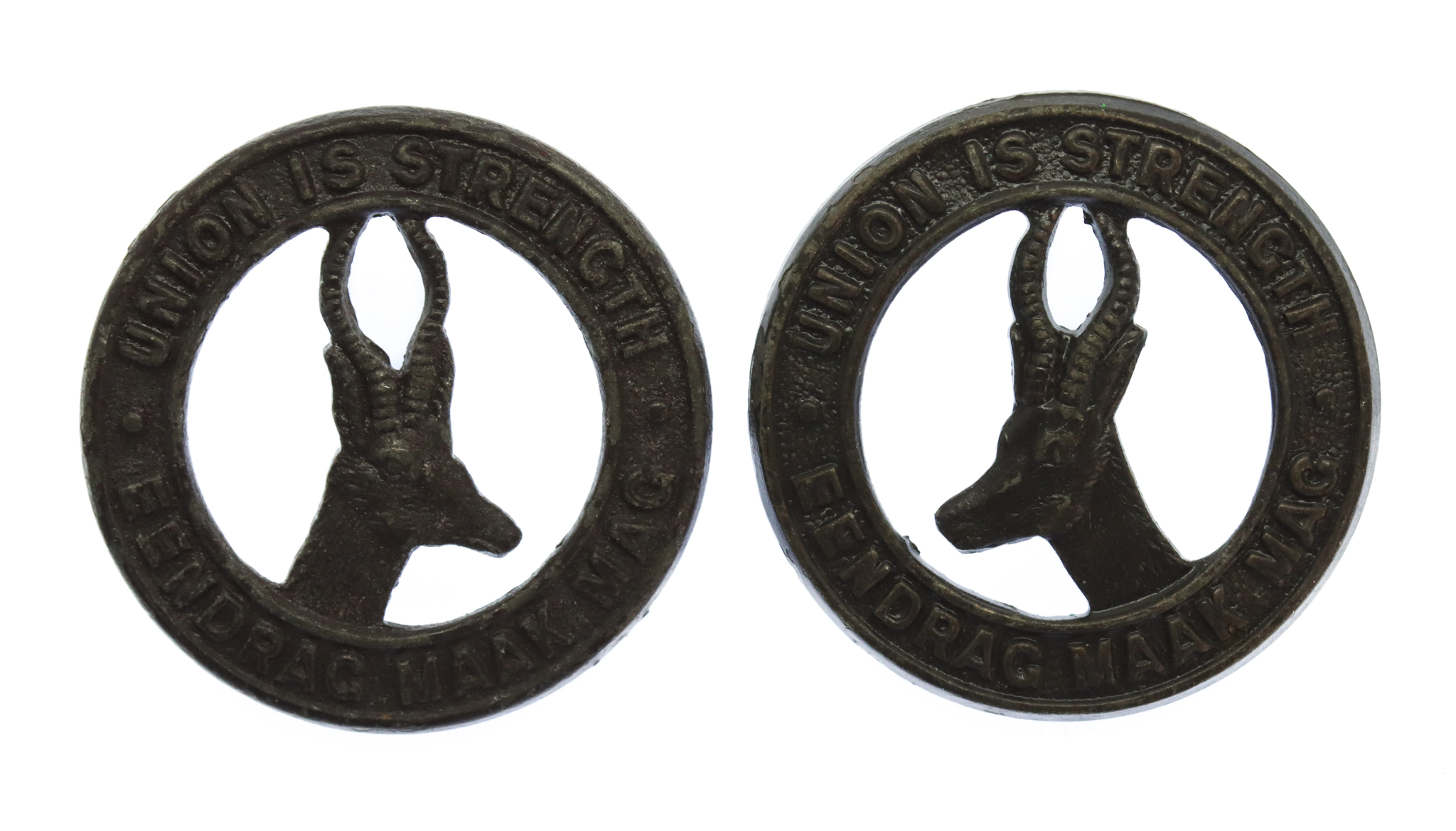 Pair of South African Union Defence Force Collar Badges