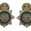 Pair of Royal Parks Constabulary Enamelled Collar Badges - Queen's Crown