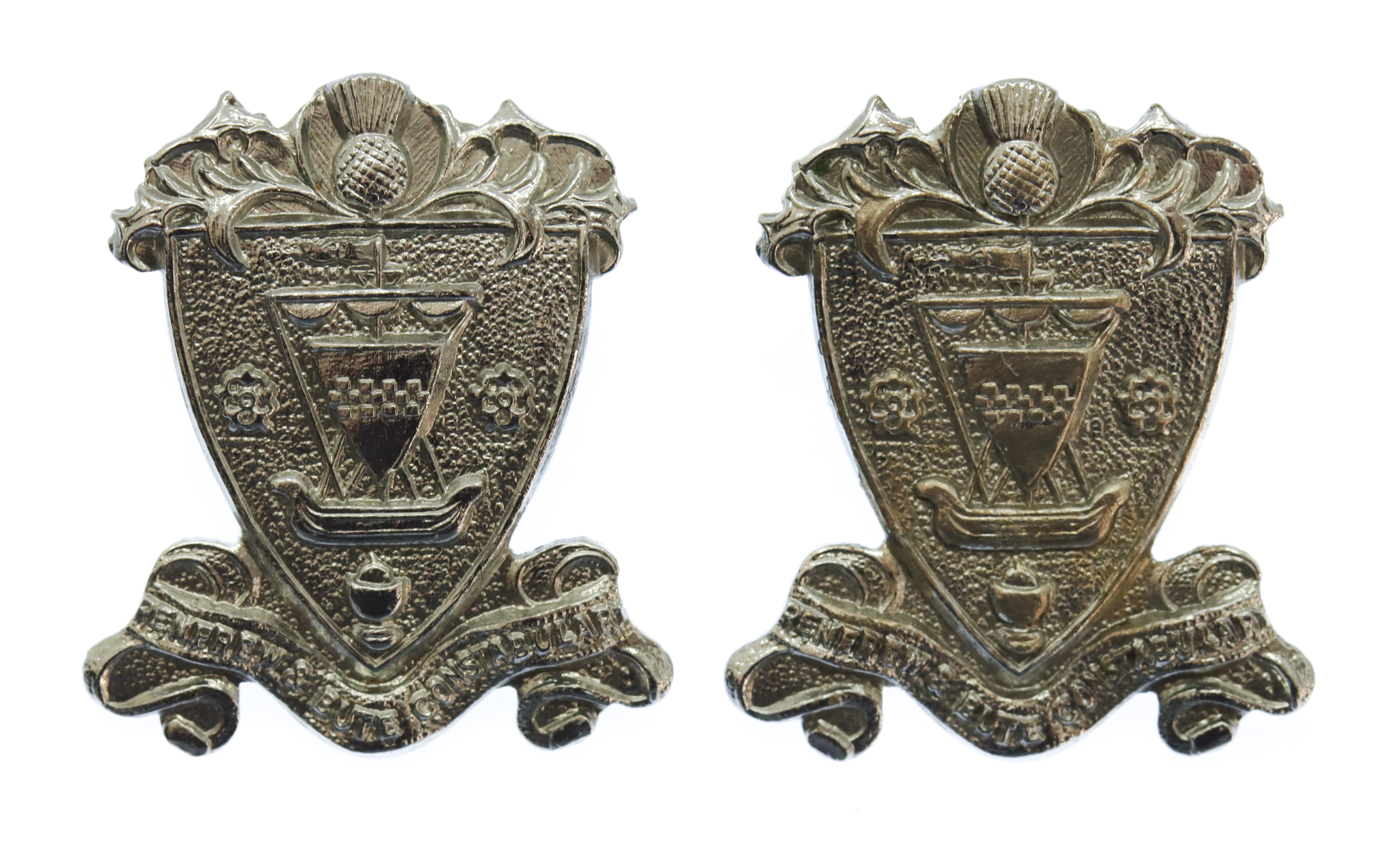 Pair of Renfrew & Bute Constabulary Collar Badges