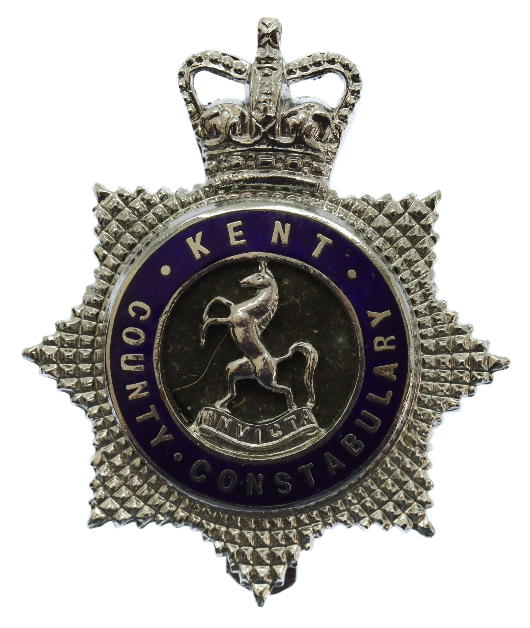 Kent County Constabulary Enamelled Cap Badge - Queen's Crown