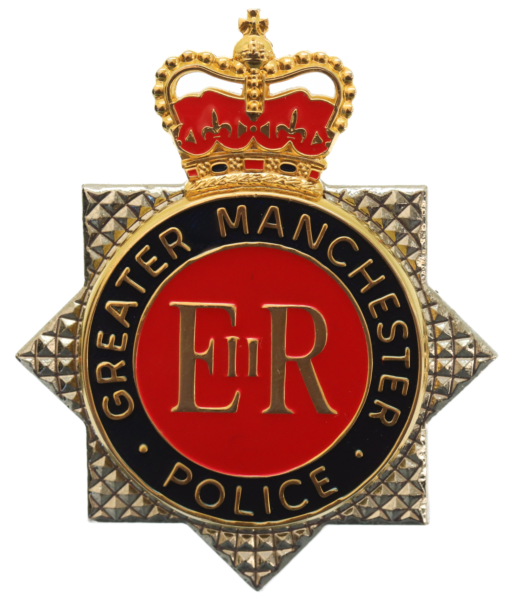 Greater Manchester Police Enamelled Star Cap Badge - Queen's Crown