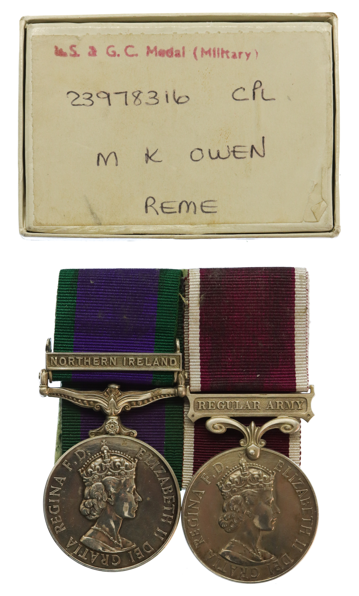 Campaign Service Medal (Clasp - Northern Ireland) and LS&GC Medal Pair - Cpl. M.K. Owen, Royal Electrical & Mechanical Engineers
