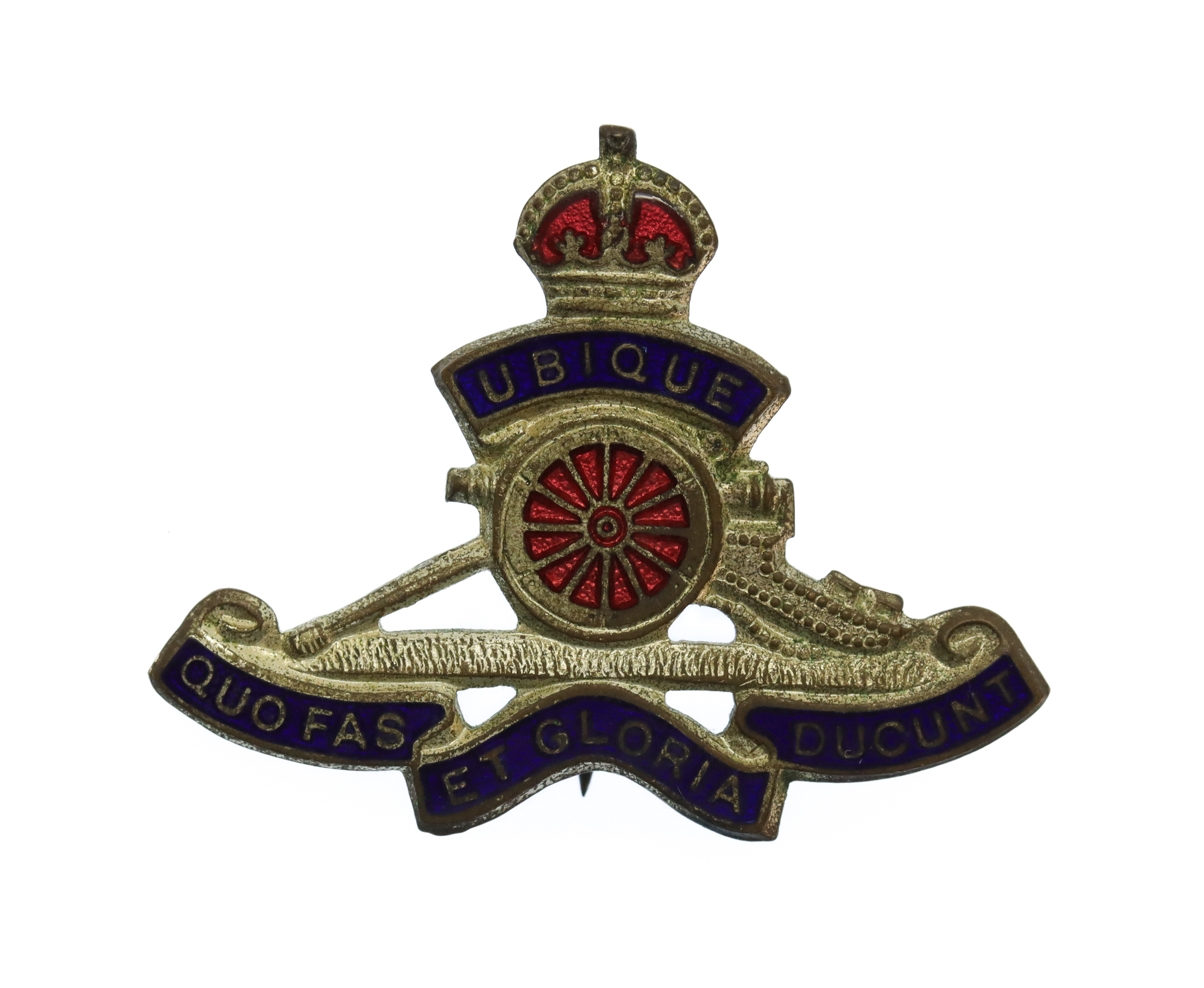 Royal Artillery Enamelled Sweetheart Brooch - King's Crown