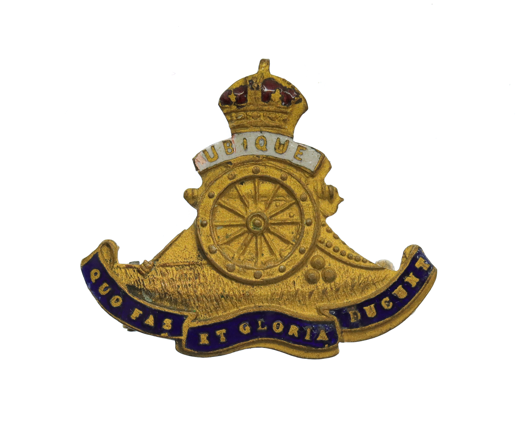 Royal Artillery Enamelled Sweetheart Brooch - King's Crown