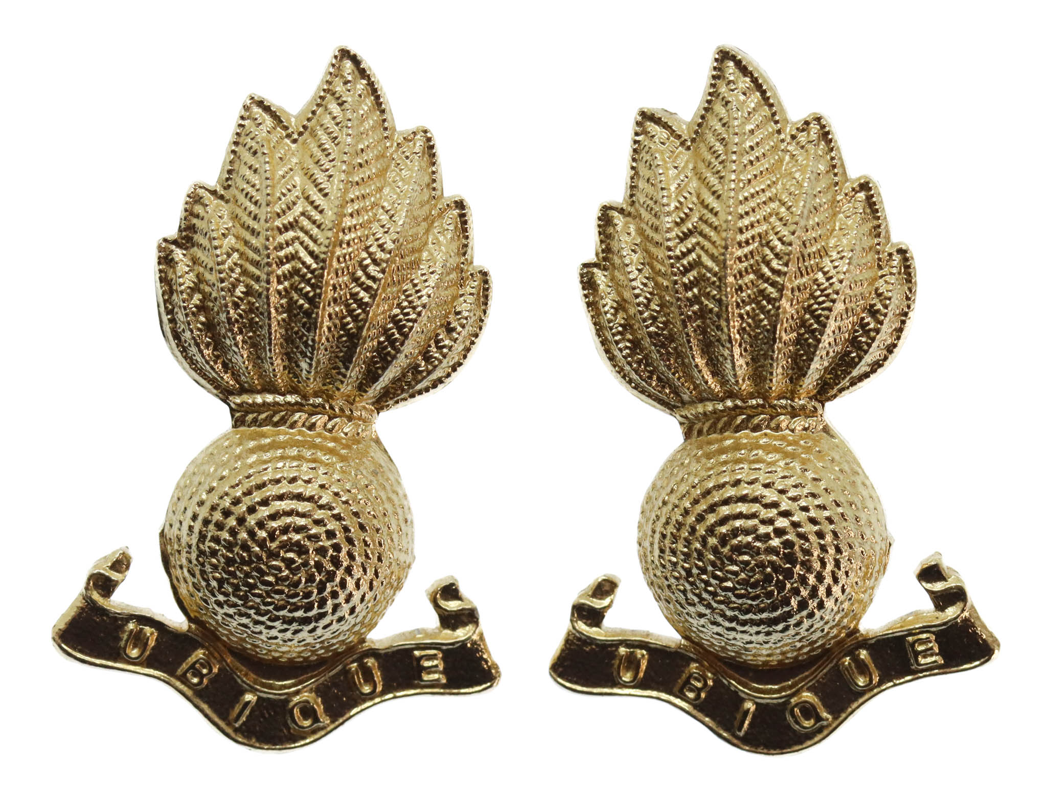 Pair of Royal Artillery Anodised (Staybrite) Collar Badges