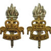 Pair of Royal Army Educational Corps (R.A.E.C.) Officer's Silvered & Gilt Collar Badges - Queen's Crown