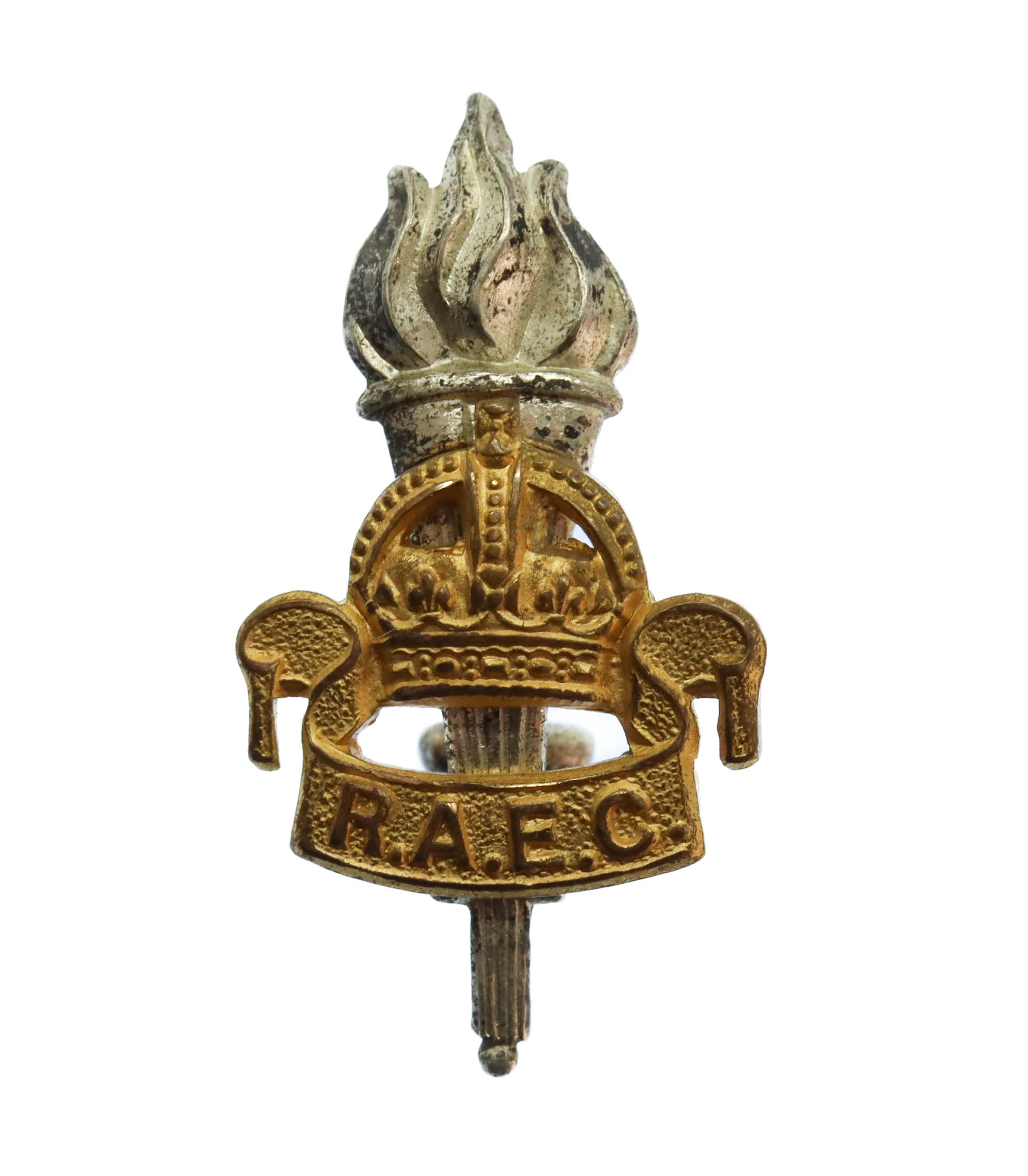 Royal Army Educational Corps (R.A.E.C.) Officer's Silvered & Gilt Collar Badge - King's Crown