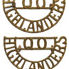 Pair of Queen's Own Highlanders (Q.O/HIGHLANDERS) Brass Shoulder Titles