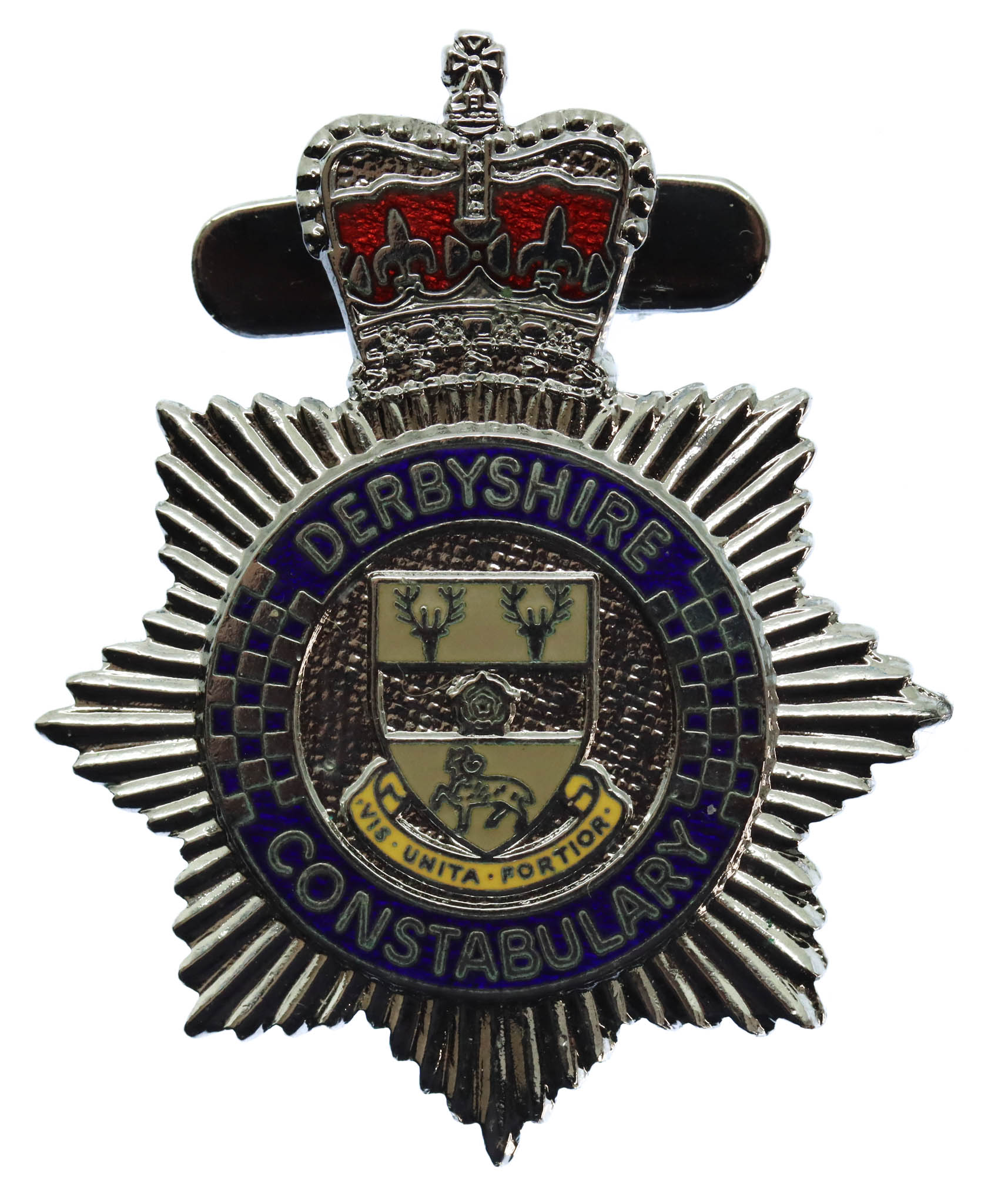 Derbyshire Constabulary Enamelled Warrant Card Badge - Queen's Crown